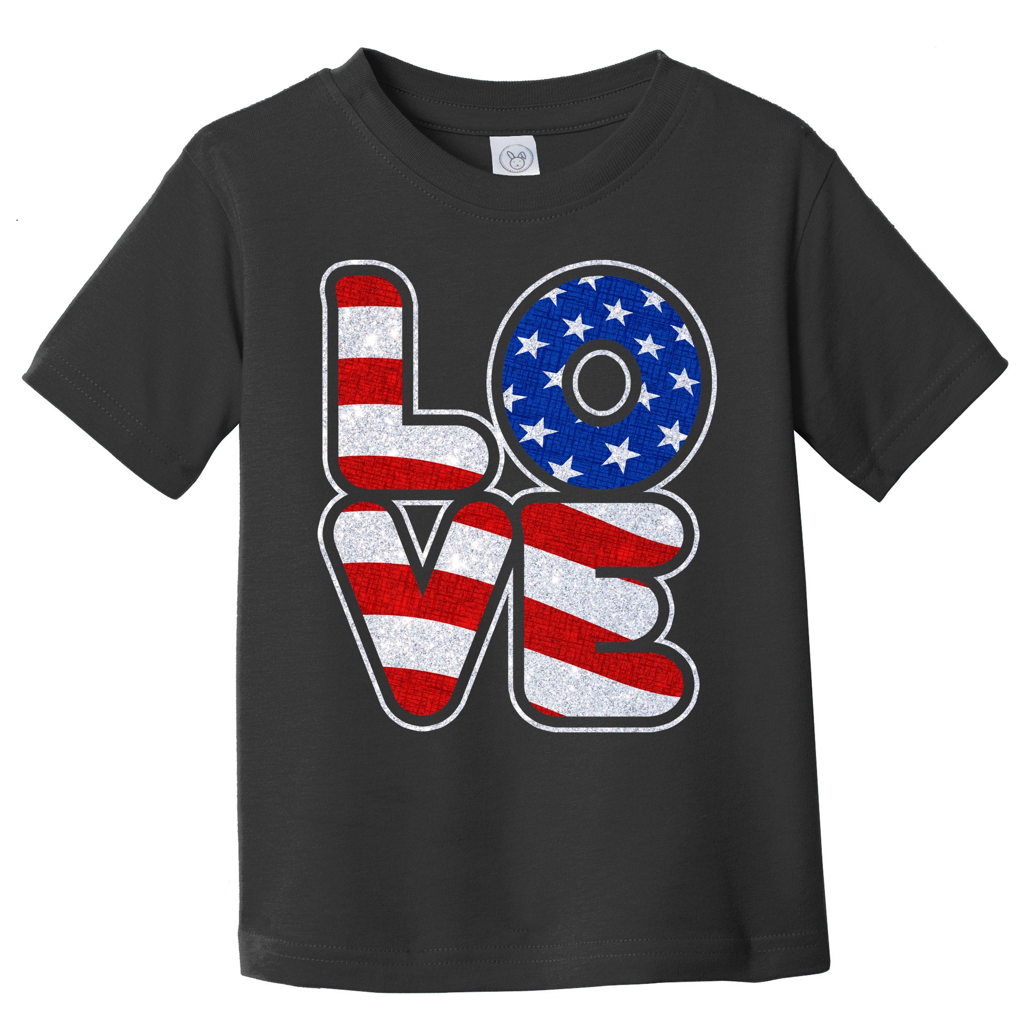 LOVE Red White And Blue Stars And Stripes Toddler T-Shirt