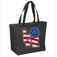 LOVE Red White And Blue Stars And Stripes Zip Tote Bag