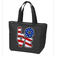 LOVE Red White And Blue Stars And Stripes Zip Tote Bag