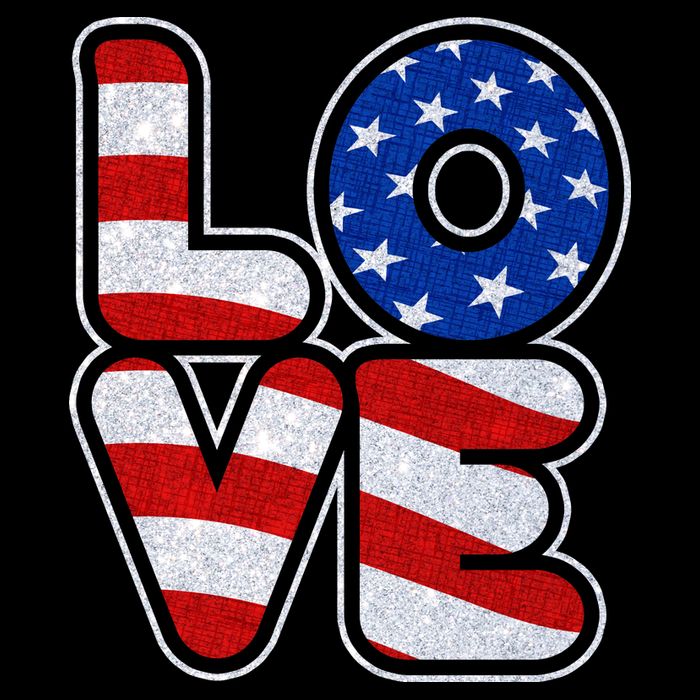LOVE Red White And Blue Stars And Stripes Zip Tote Bag