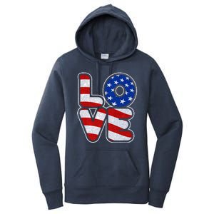 LOVE Red White And Blue Stars And Stripes Women's Pullover Hoodie