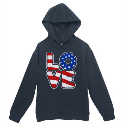 LOVE Red White And Blue Stars And Stripes Urban Pullover Hoodie