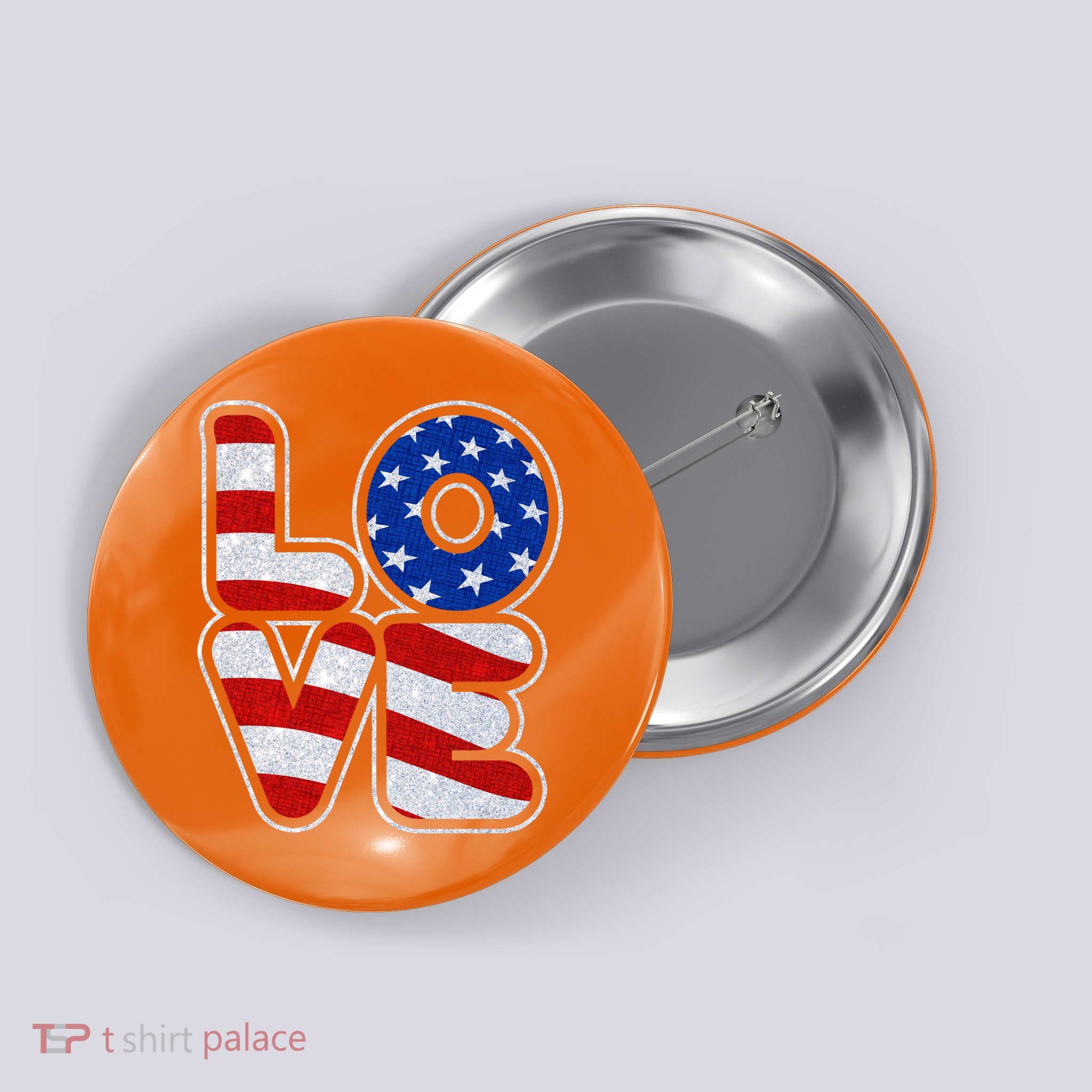 LOVE Red White And Blue Stars And Stripes Button