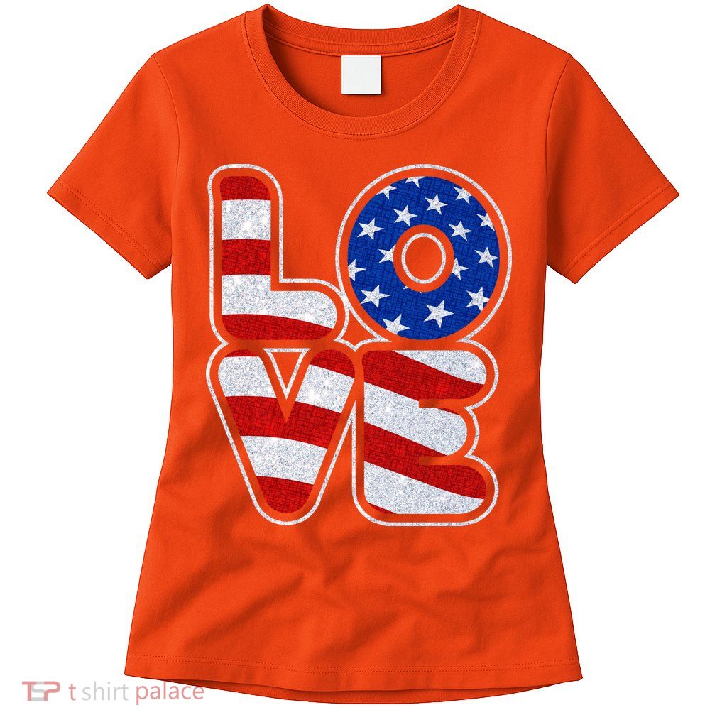 LOVE Red White And Blue Stars And Stripes Women's T-Shirt