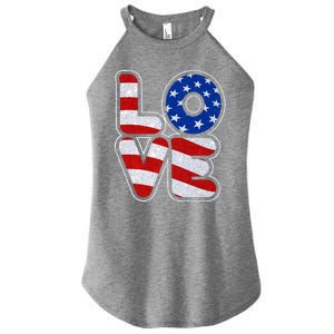 LOVE Red White And Blue Stars And Stripes Women's Perfect Tri Rocker Tank