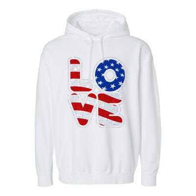 LOVE Red White And Blue Stars And Stripes Garment-Dyed Fleece Hoodie