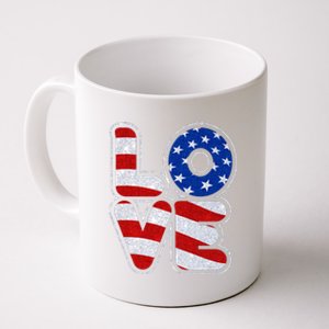 LOVE Red White And Blue Stars And Stripes Coffee Mug