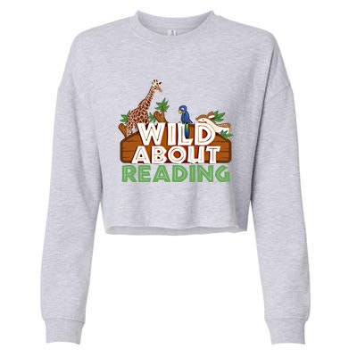 Love Reading Wild About Books Gift Teachers Gift Cool Gift Cropped Pullover Crew