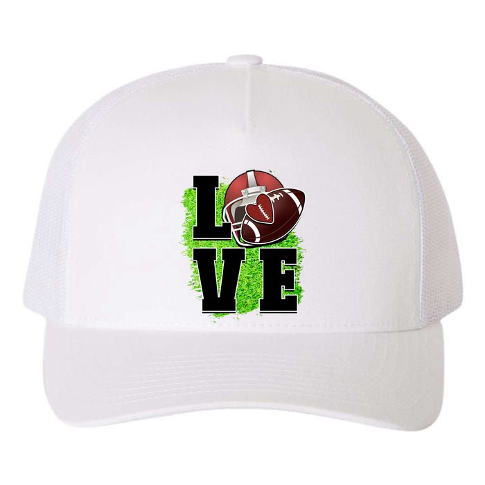 Love Rugby Word Love Football Ball Yupoong Adult 5-Panel Trucker Hat