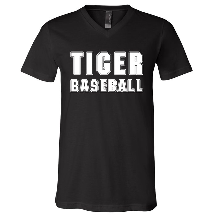 Larry Ragland Wearing Tiger Baseball V-Neck T-Shirt