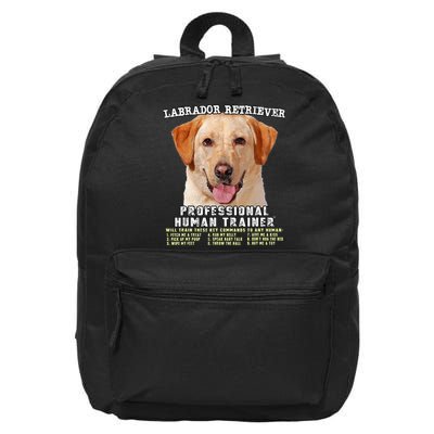 Labrador Retriever Yellow Lab Professional Human Trainer 16 in Basic Backpack