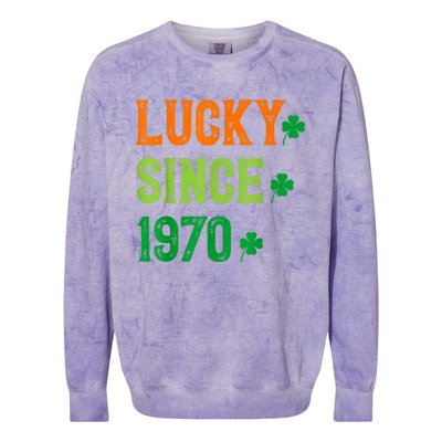 Lucky Since 1970 54 Years Old 54th St Patricks Day Birthday Colorblast Crewneck Sweatshirt