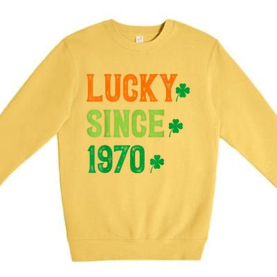 Lucky Since 1970 54 Years Old 54th St Patricks Day Birthday Premium Crewneck Sweatshirt