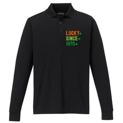 Lucky Since 1970 54 Years Old 54th St Patricks Day Birthday Performance Long Sleeve Polo