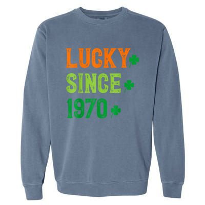 Lucky Since 1970 54 Years Old 54th St Patricks Day Birthday Garment-Dyed Sweatshirt