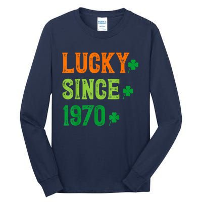 Lucky Since 1970 54 Years Old 54th St Patricks Day Birthday Tall Long Sleeve T-Shirt