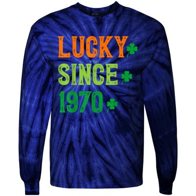 Lucky Since 1970 54 Years Old 54th St Patricks Day Birthday Tie-Dye Long Sleeve Shirt