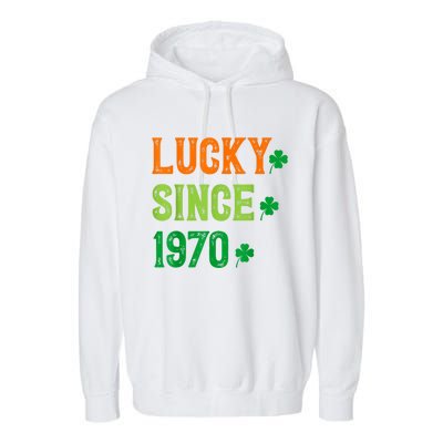 Lucky Since 1970 54 Years Old 54th St Patricks Day Birthday Garment-Dyed Fleece Hoodie