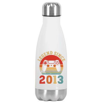 Legend Since 2013 10 Year Retro Vintage Gaming 10th Birthday Stainless Steel Insulated Water Bottle