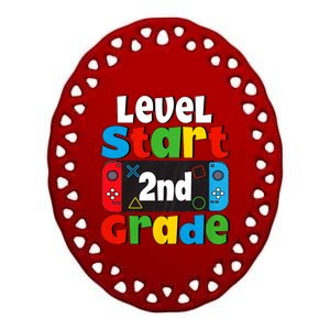 Level Start 2nd Grade Gaming Ceramic Oval Ornament