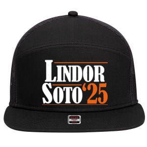 Lindor Soto 25 New York Fan 7 Panel Mesh Trucker Snapback Hat