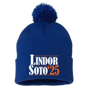 Lindor Soto 25 New York Fan Pom Pom 12in Knit Beanie