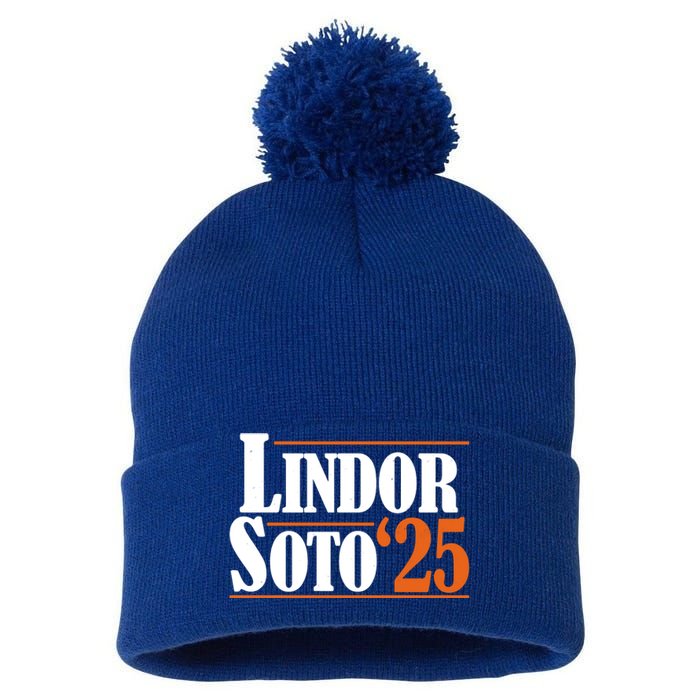 Lindor Soto 25 New York Fan Pom Pom 12in Knit Beanie