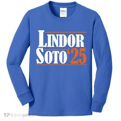 Lindor Soto 25 New York Fan Kids Long Sleeve Shirt