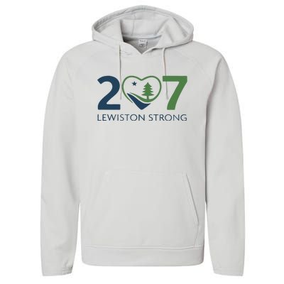 Lewiston Strong 207 Fundraiser Maine Flag In Heart Performance Fleece Hoodie