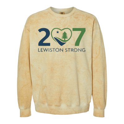 Lewiston Strong 207 Fundraiser Maine Flag In Heart Colorblast Crewneck Sweatshirt