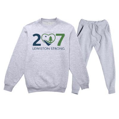 Lewiston Strong 207 Fundraiser Maine Flag In Heart Premium Crewneck Sweatsuit Set