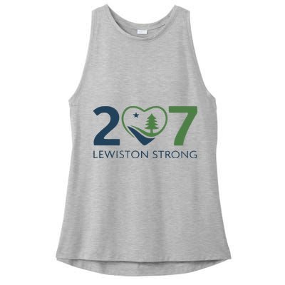 Lewiston Strong 207 Fundraiser Maine Flag In Heart Ladies PosiCharge Tri-Blend Wicking Tank