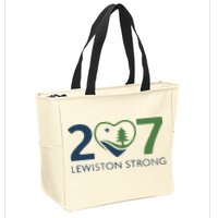 Lewiston Strong 207 Fundraiser Maine Flag In Heart Zip Tote Bag