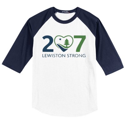 Lewiston Strong 207 Fundraiser Maine Flag In Heart Baseball Sleeve Shirt