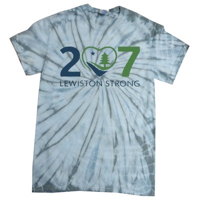 Lewiston Strong 207 Fundraiser Maine Flag In Heart Tie-Dye T-Shirt