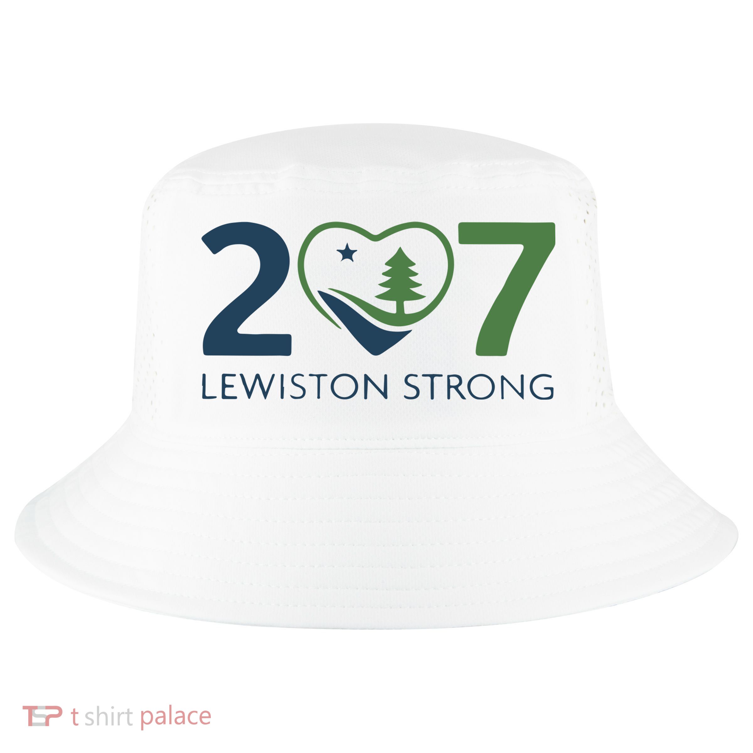 Lewiston Strong 207 Fundraiser Maine Flag In Heart Cool Comfort Performance Bucket Hat