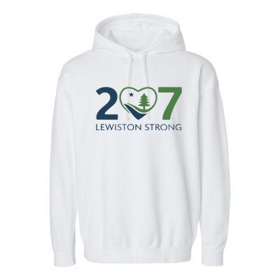 Lewiston Strong 207 Fundraiser Maine Flag In Heart Garment-Dyed Fleece Hoodie