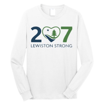Lewiston Strong 207 Fundraiser Maine Flag In Heart Long Sleeve Shirt
