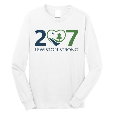 Lewiston Strong 207 Fundraiser Maine Flag In Heart Long Sleeve Shirt