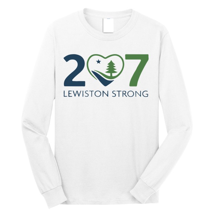 Lewiston Strong 207 Fundraiser Maine Flag In Heart Long Sleeve Shirt
