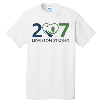 Lewiston Strong 207 Fundraiser Maine Flag In Heart Tall T-Shirt