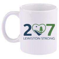 Lewiston Strong 207 Fundraiser Maine Flag In Heart 11oz C Handle Ceramic Mug