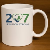 Lewiston Strong 207 Fundraiser Maine Flag In Heart 11oz C Handle Ceramic Mug