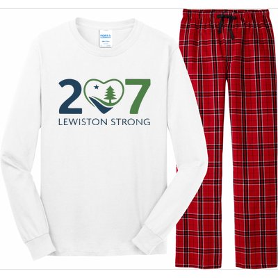 Lewiston Strong 207 Fundraiser Maine Flag In Heart Long Sleeve Pajama Set