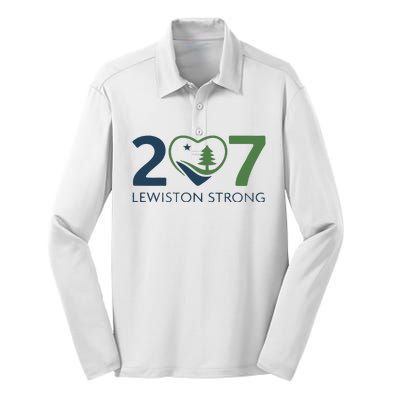 Lewiston Strong 207 Fundraiser Maine Flag In Heart Silk Touch Performance Long Sleeve Polo