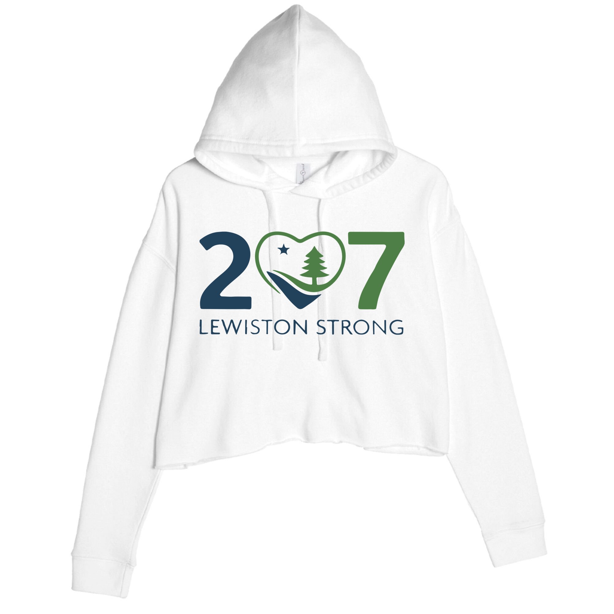 Lewiston Strong 207 Fundraiser Maine Flag In Heart Crop Fleece Hoodie