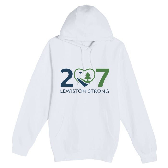 Lewiston Strong 207 Fundraiser Maine Flag In Heart Premium Pullover Hoodie