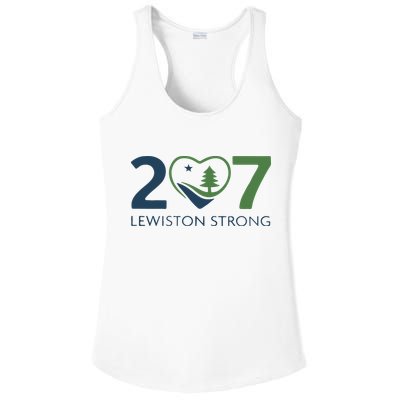 Lewiston Strong 207 Fundraiser Maine Flag In Heart Ladies PosiCharge Competitor Racerback Tank