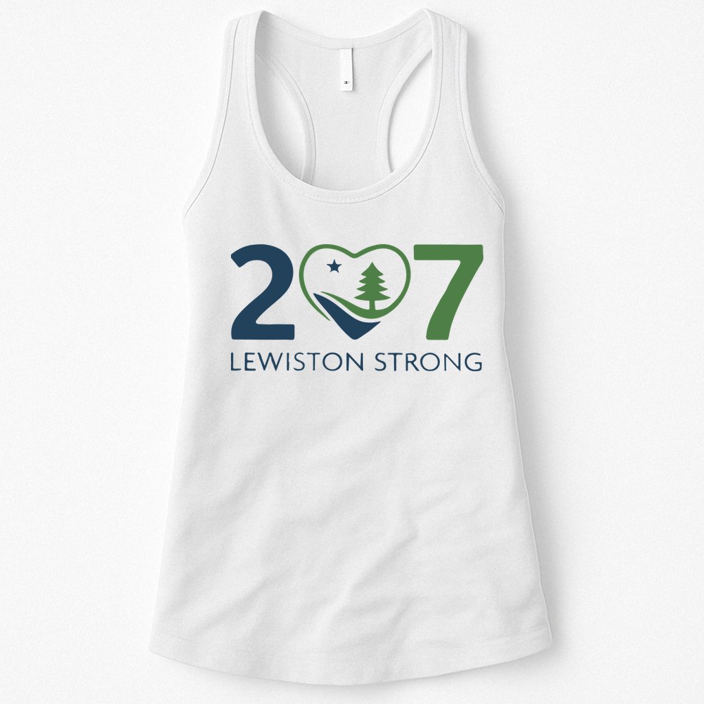 Lewiston Strong 207 Fundraiser Maine Flag In Heart Womens Tank Top