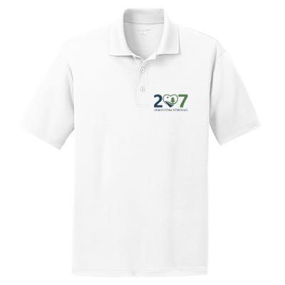 Lewiston Strong 207 Fundraiser Maine Flag In Heart PosiCharge RacerMesh Polo